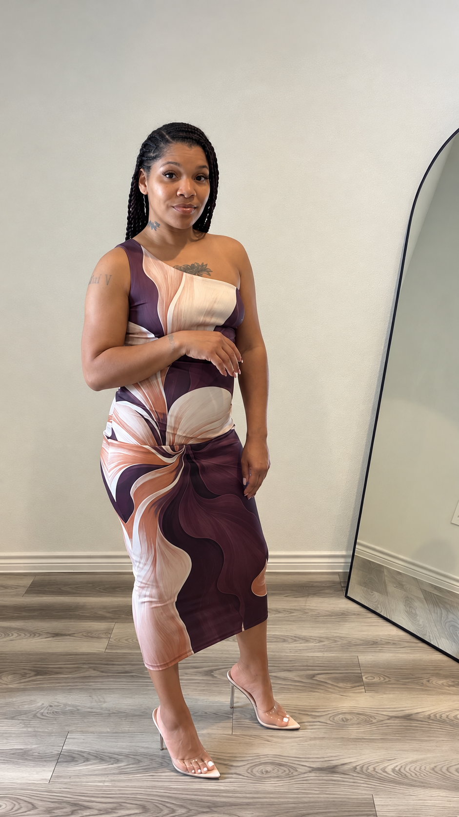 Plum Muse One-Shoulder Midi Dress