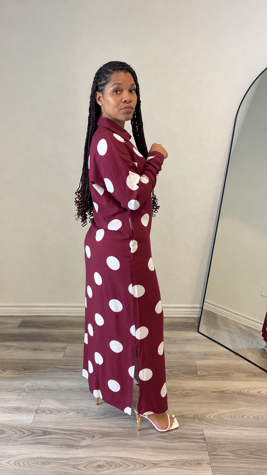 After Hours Polka Dot Shirt Dress