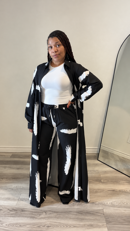 Monochrome Muse Duster & Pant Set