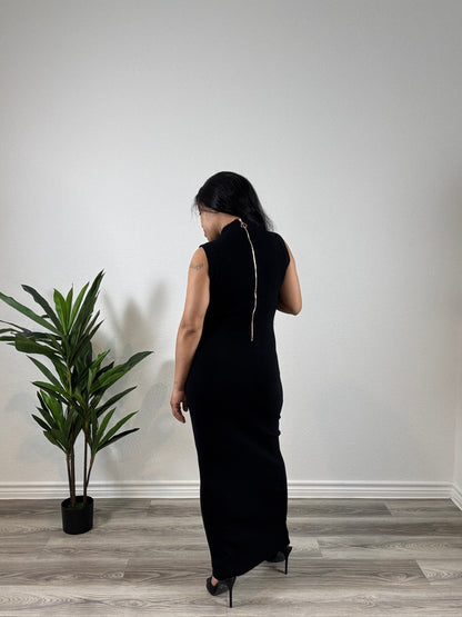Veda | The Re-Introduction - Knitted Sleeveless Zip-Back Dress (Black)