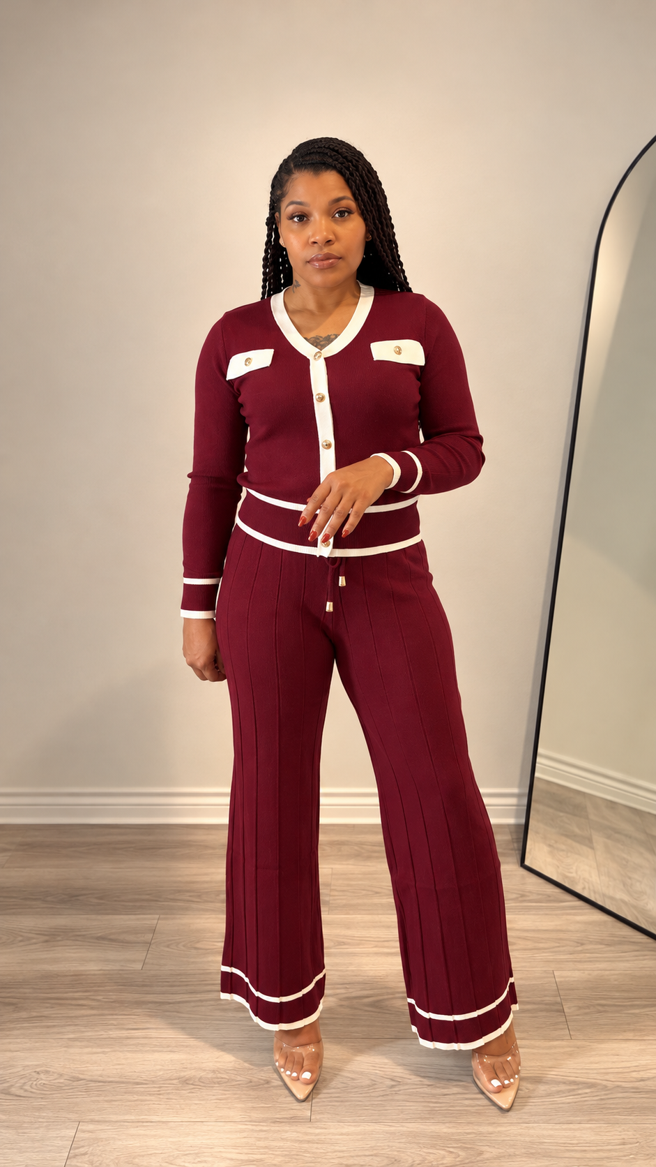 Burgundy Poise Contrast Trim Set
