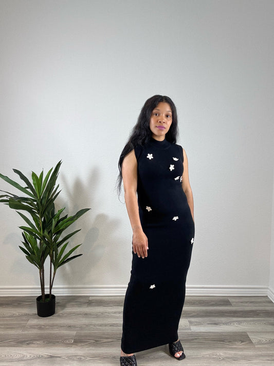 Veda | The Re-Introduction - Knitted Sleeveless Zip-Back Dress (Black)