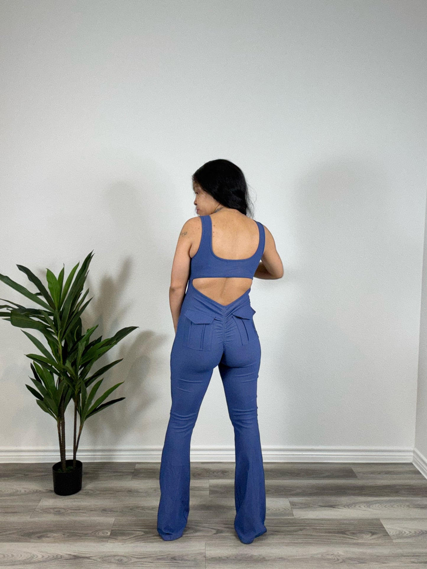 Imani | Audacity Activated - Sleeveless Cutout Wide-Leg Jumpsuit (Denim)