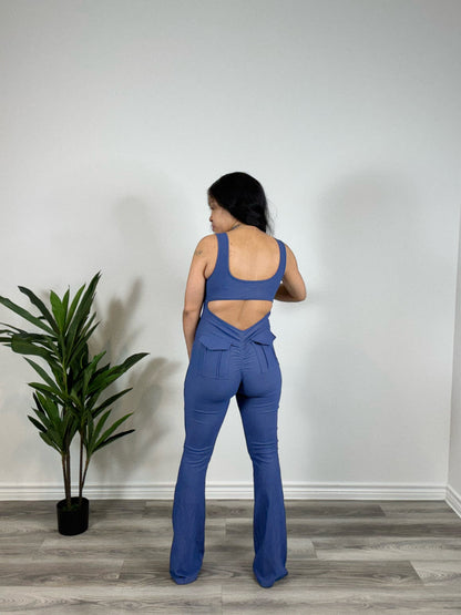 Imani | Audacity Activated - Sleeveless Cutout Wide-Leg Jumpsuit (Denim)