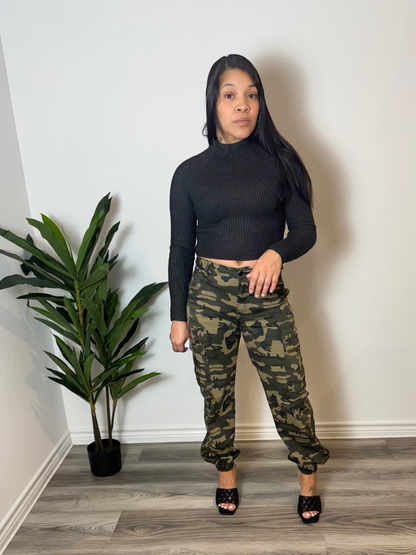 Edgy Vibes Camo Cargo High Waisted Jogger Pants