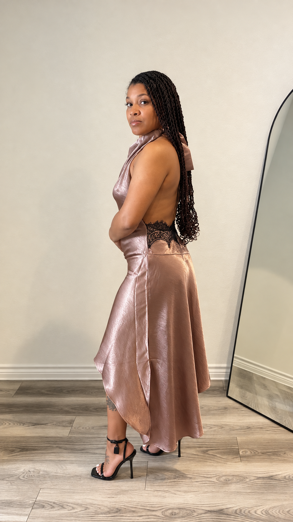 Golden Hour Metallic High-Low Dress