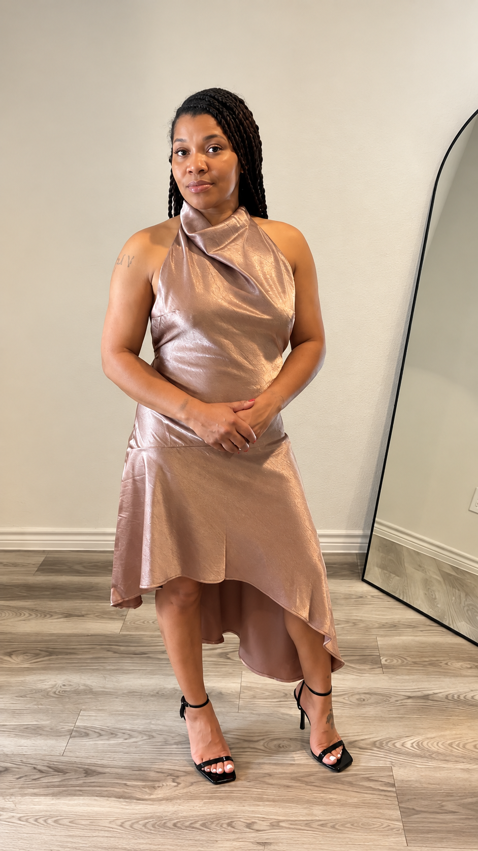 Golden Hour Metallic High-Low Dress