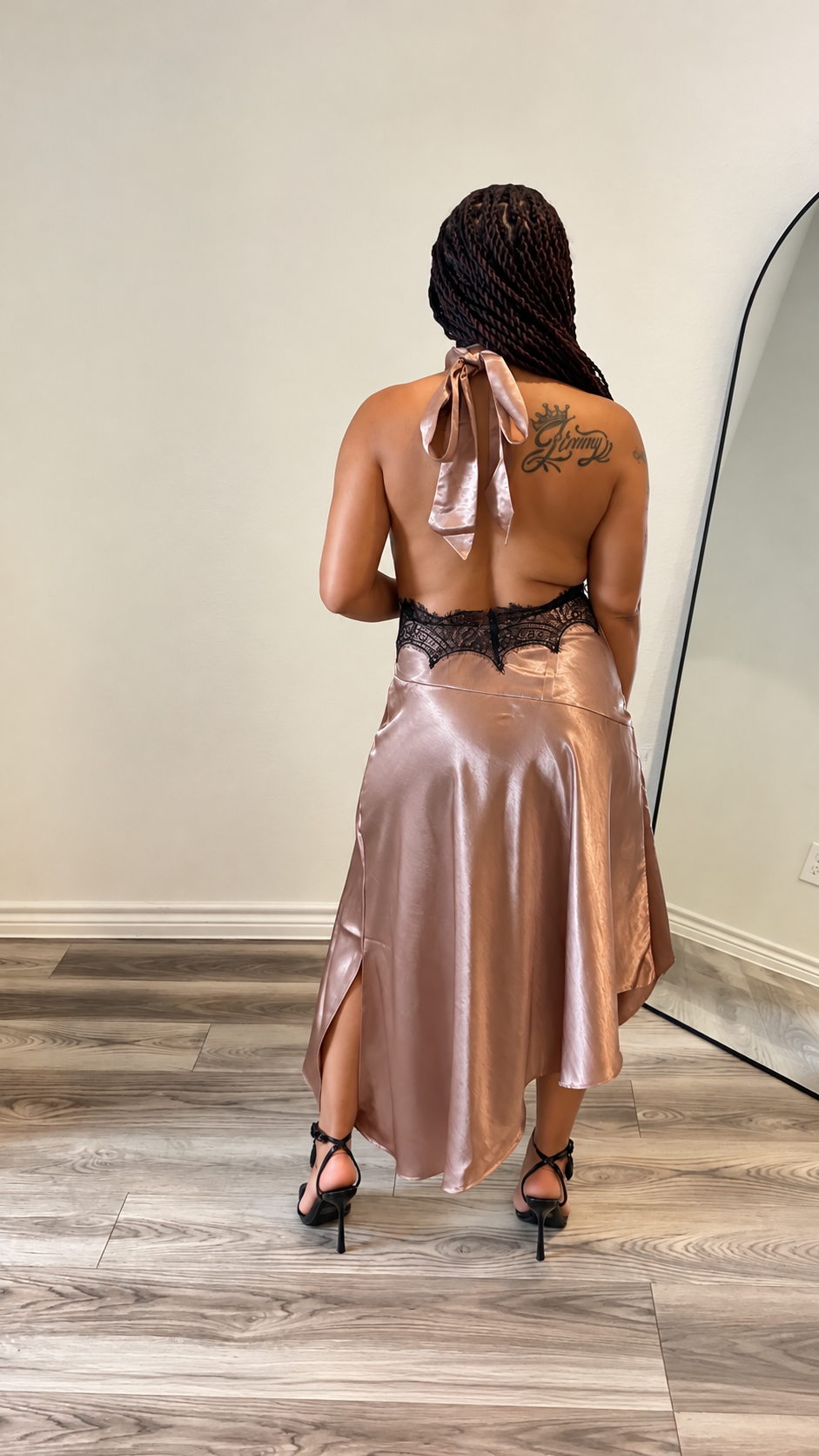 Golden Hour Metallic High-Low Dress