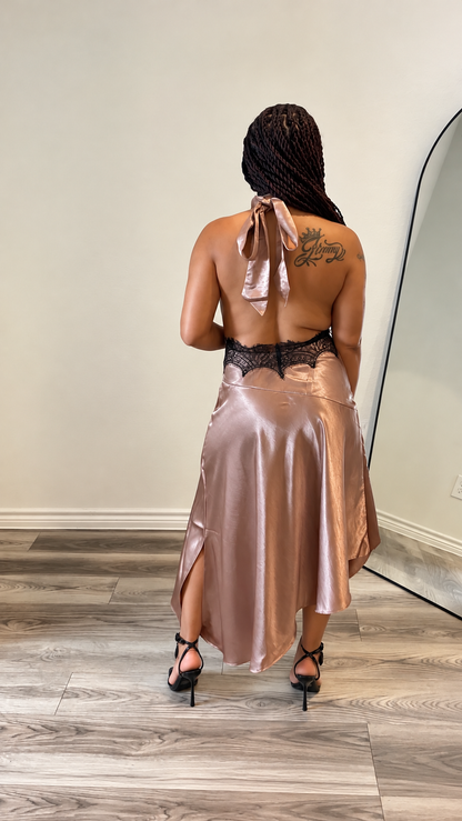 Golden Hour Metallic High-Low Dress