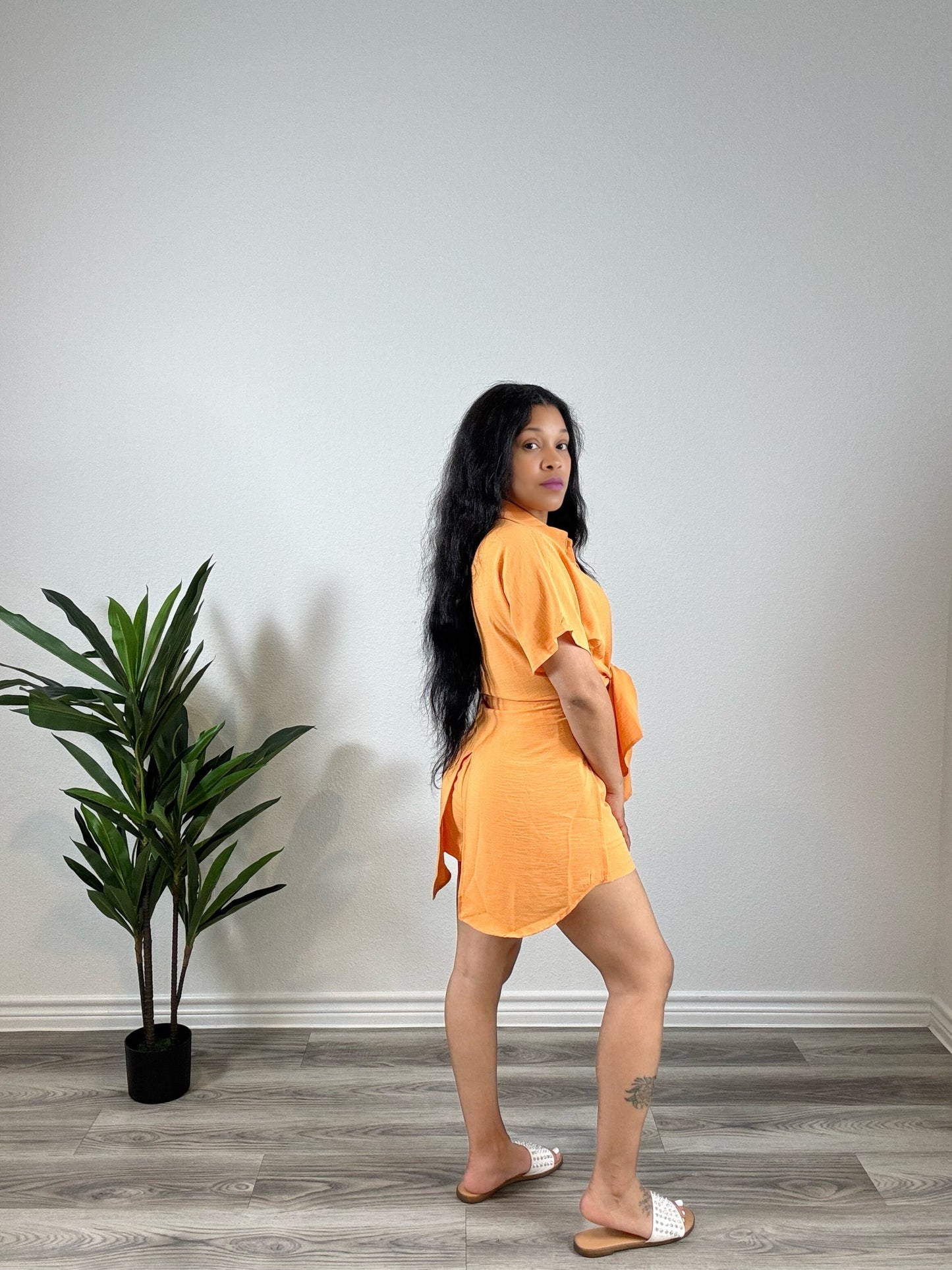 Sarai | Soft Life Activated - Air Flow Tie-Front Crop & Short Set (Salmon)