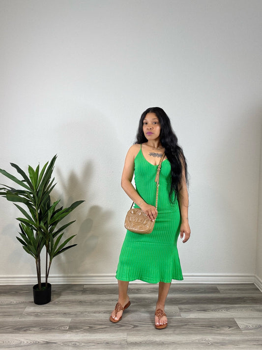 Ziva | Keep It Moving - Sleeveless Stretch Flare Dress (Green)