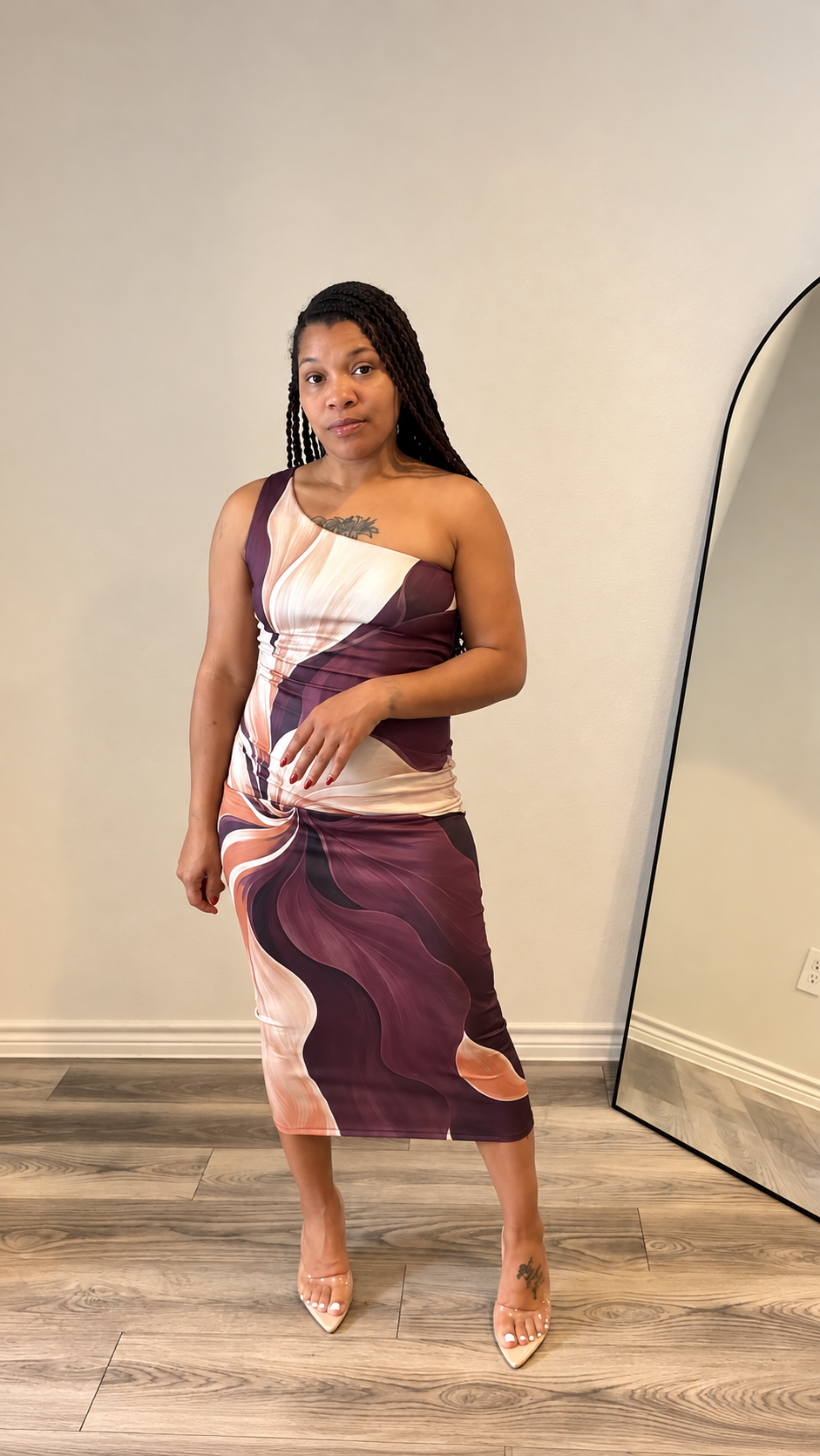 Plum Muse One-Shoulder Midi Dress