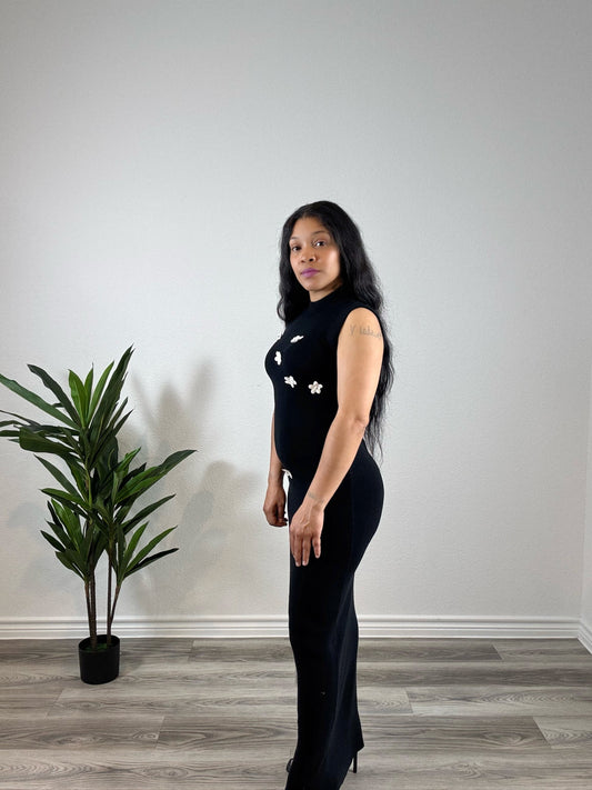 Veda | The Re-Introduction - Knitted Sleeveless Zip-Back Dress (Black)