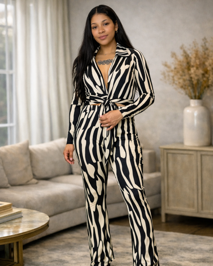 Ayla Self Tie High-Waist Pant Set