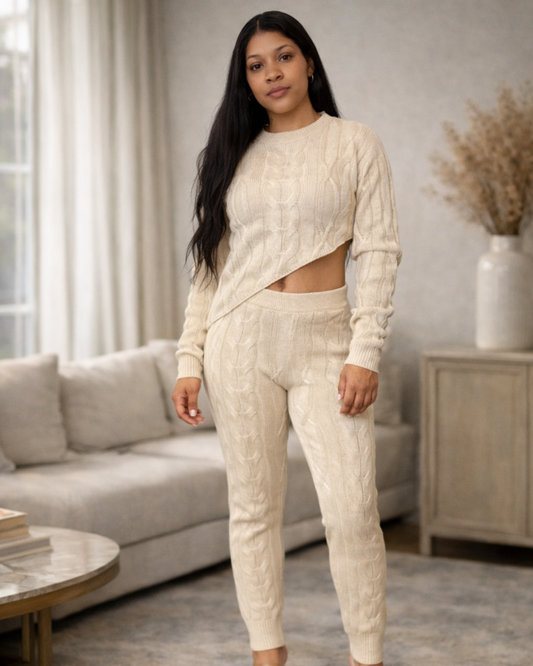 Vega Two Piece Knit Set- Bone